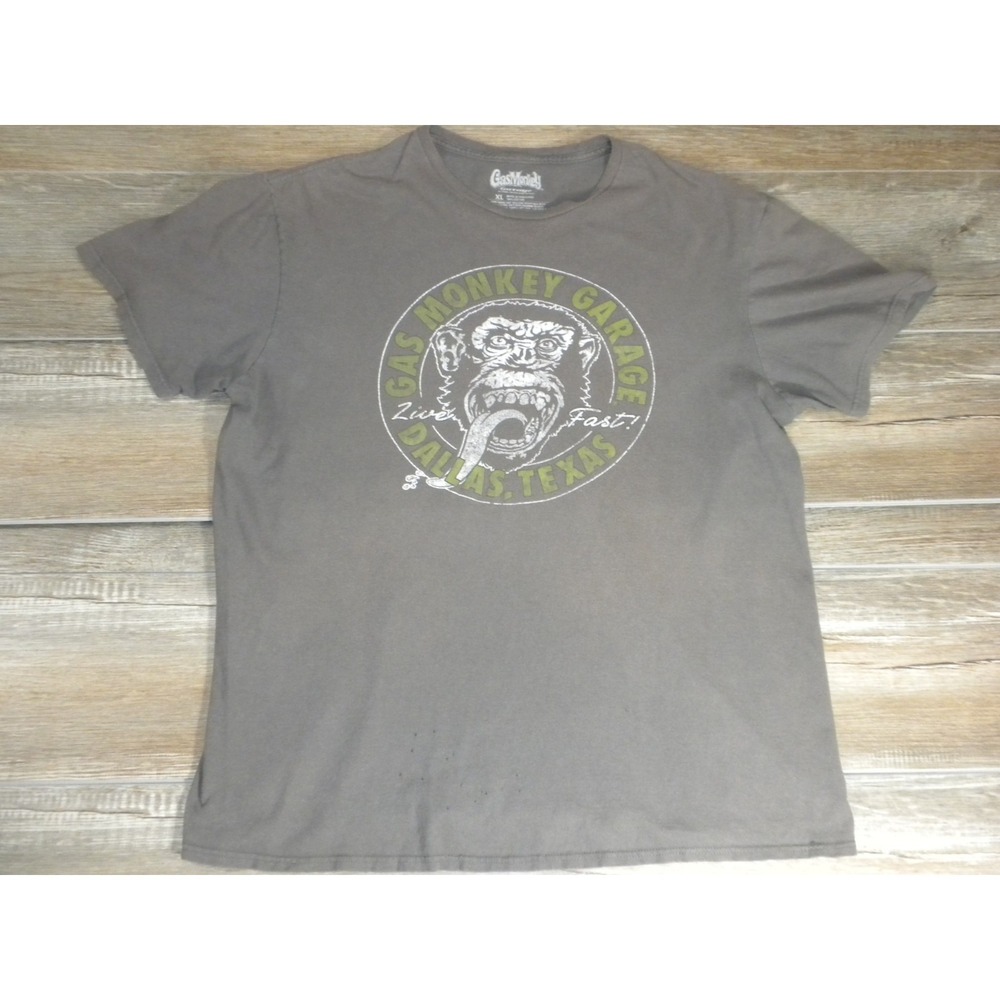 Gas Monkey‎ Garage T-shirt XL Gray Blood Sweat Beers Custom Cars Dallas Grunge